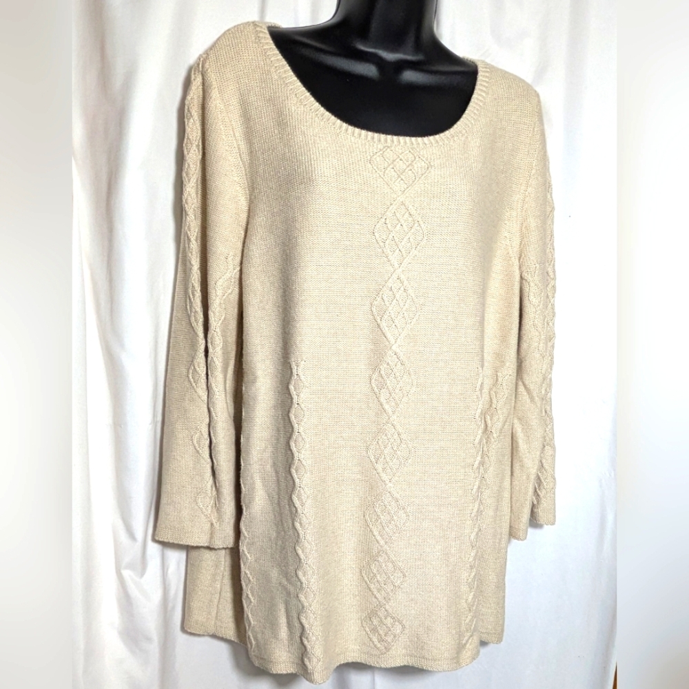 Women's Soft Surroundings Reza Tunic Sweater Oatmeal‎ Heather| soft & comfy|Sz L